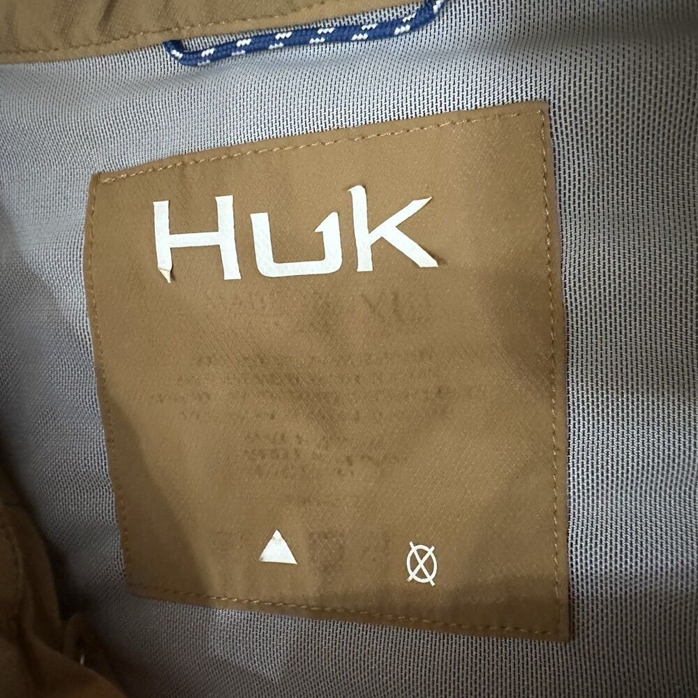 HUK Shirt Mens XL Performance Fishing Vented Snap Up Stretch Nylon In Sand Piper - Picture 5 of 12